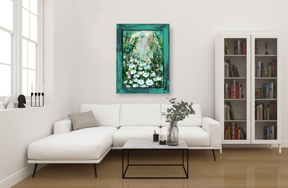 Aerwyna's Garden - Framed Floral Painting by Kathy Morton Stanion