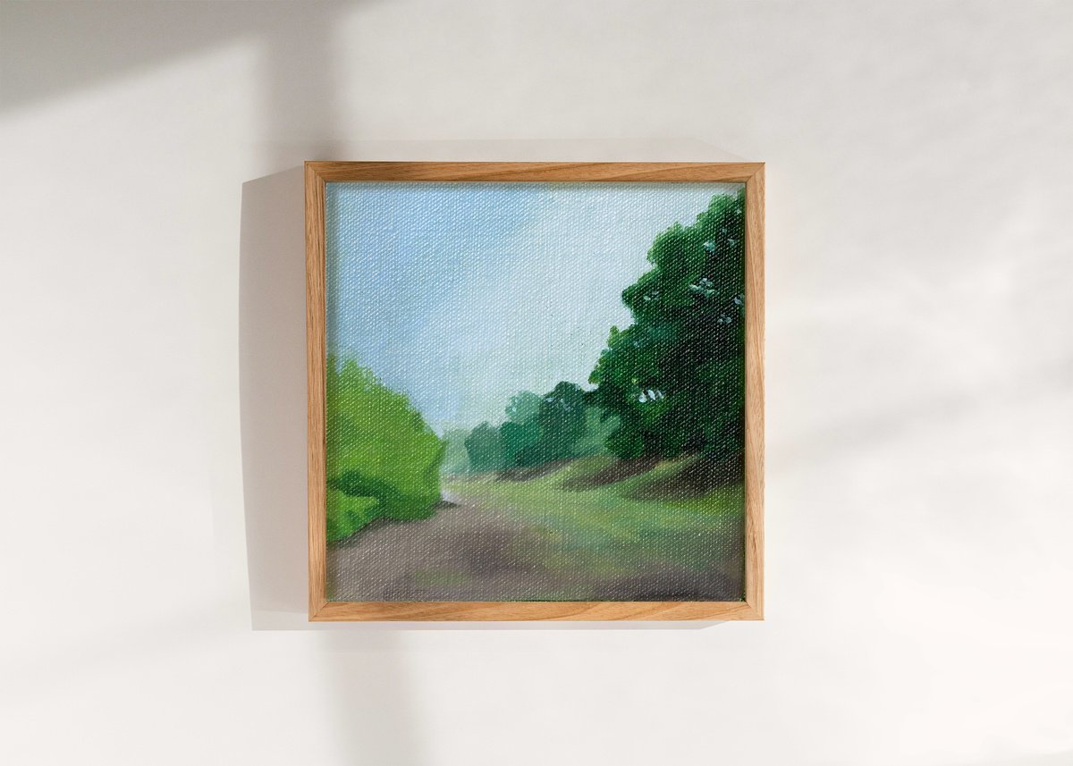 Impressionistic Cityscapes Oil Painting By Ara Youn, 6 X 6, Brooklands Circuit, Original Artwork