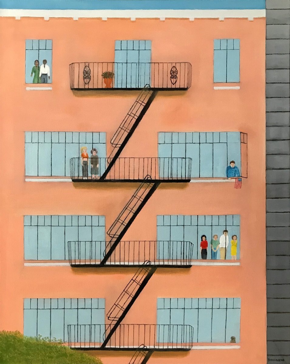 Impressionistic Cityscapes Oil Painting By Leslie Dannenberg, 24 X 30", Parade Watchers, Original Artwork