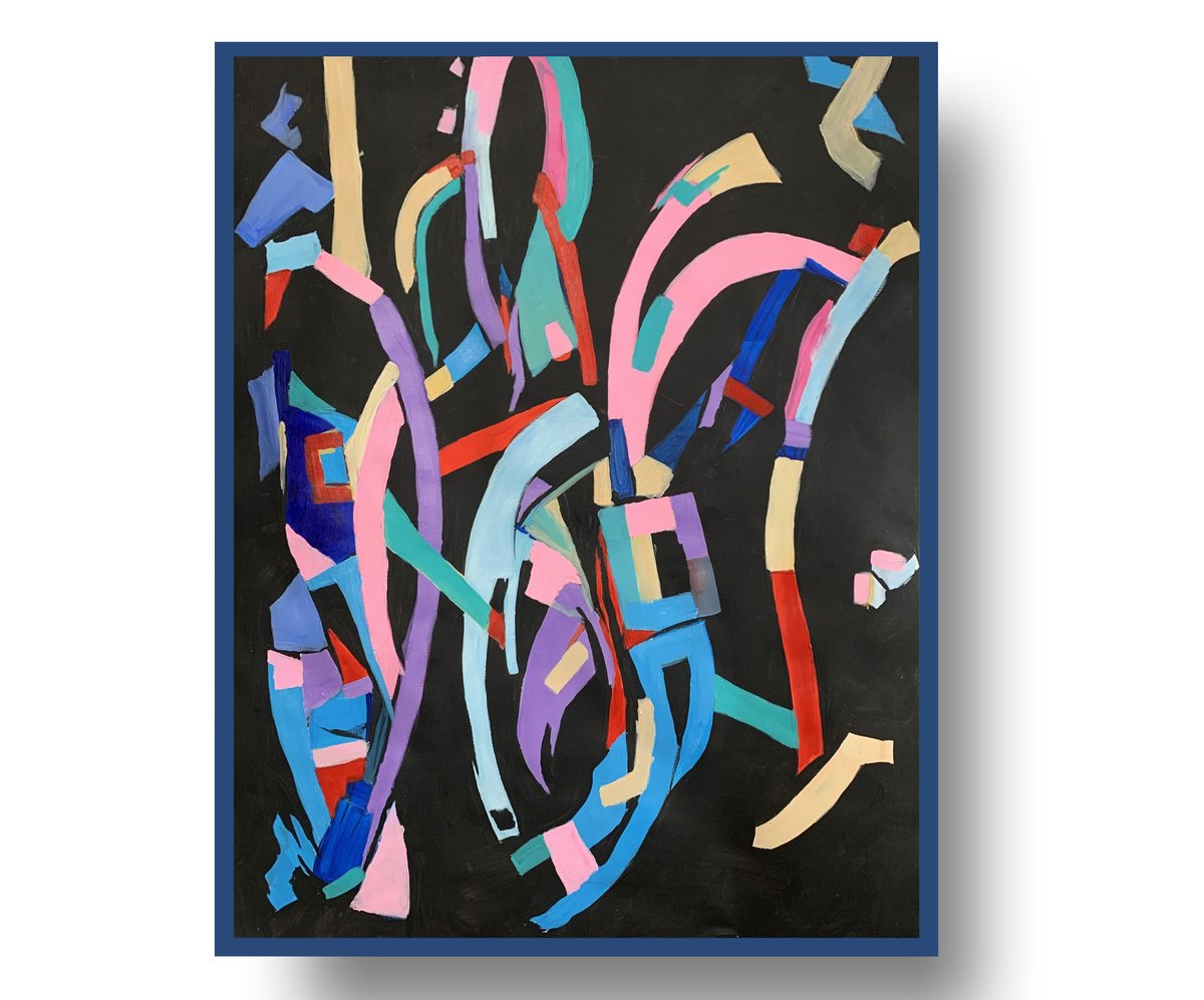 Geometric Abstract Acrylic Painting By Vita Schagen, 24 X 31", Abstract Painting., Original Artwork