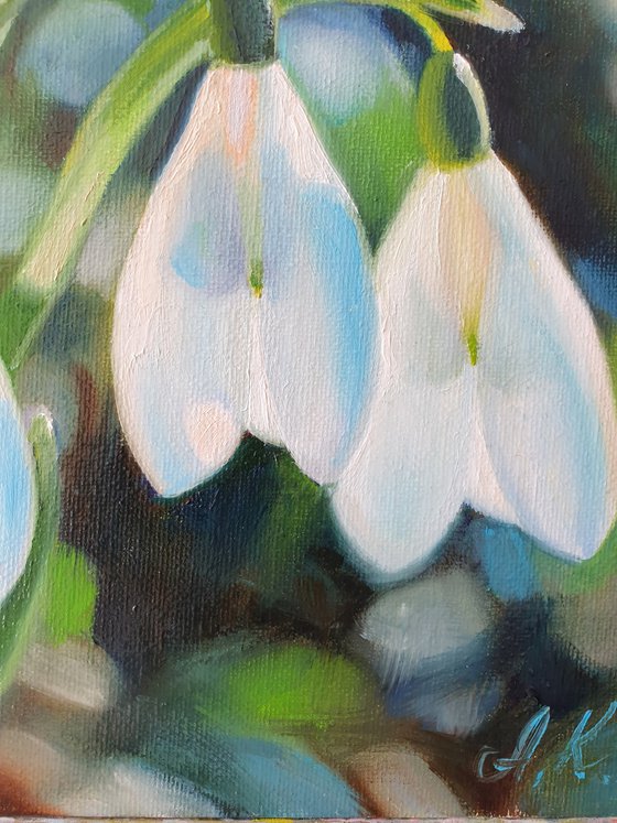 "Spring trio. "  flower  liGHt original painting  GIFT (2021)