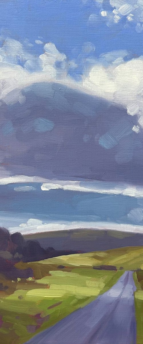 Mynydd Illtud Sunlit Road by Dawn Harries