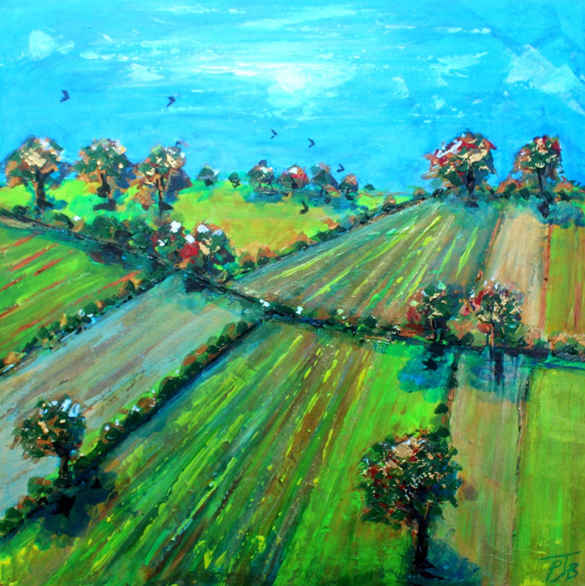  Autumn Fields Iii By Paul J Best, 20 X 20, Artwork For Sale On Artfinder