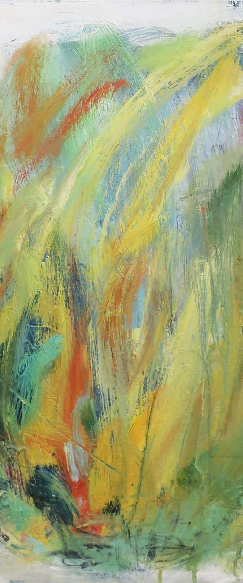 Oil painting Abstraction Yellow Green Spring by Anna Shchapova