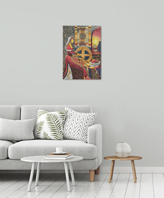 Armenian girl (70x50cm, oil painting, modern art, ready to hang, music painting)