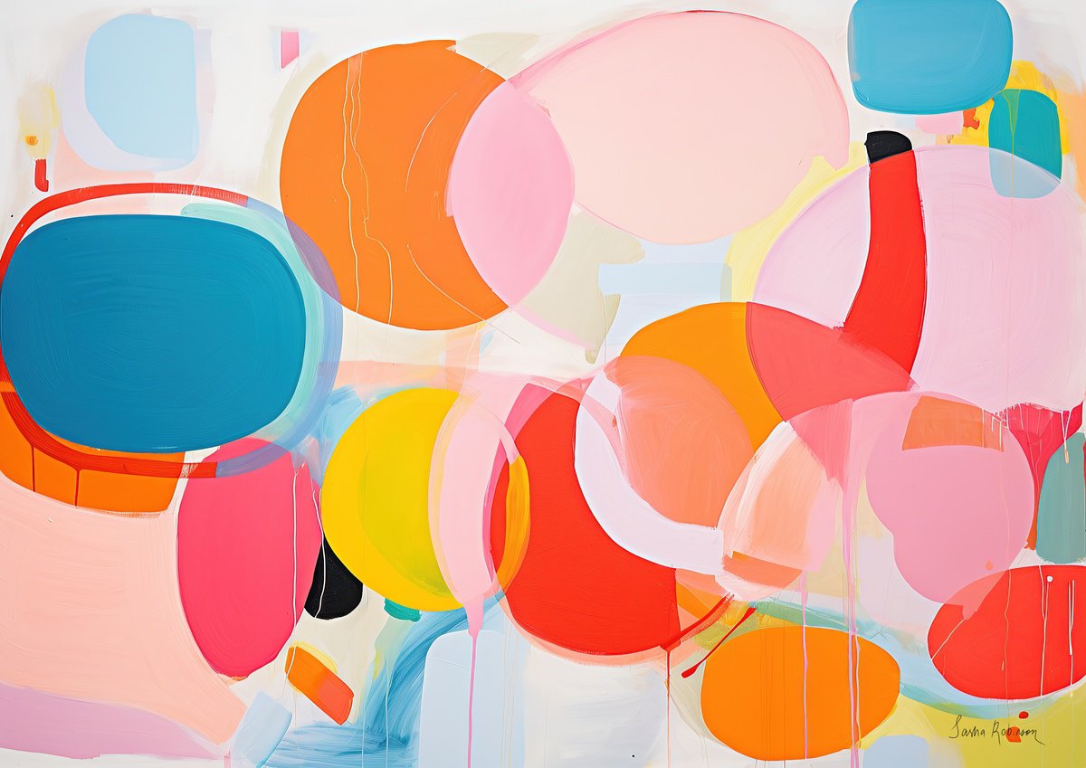 Painting with pink and blue shapes 2012231 by Sasha Robinson