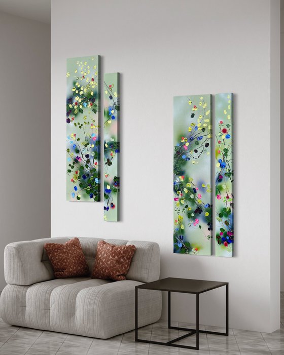 "Garden of Harmony" floral painting canvas