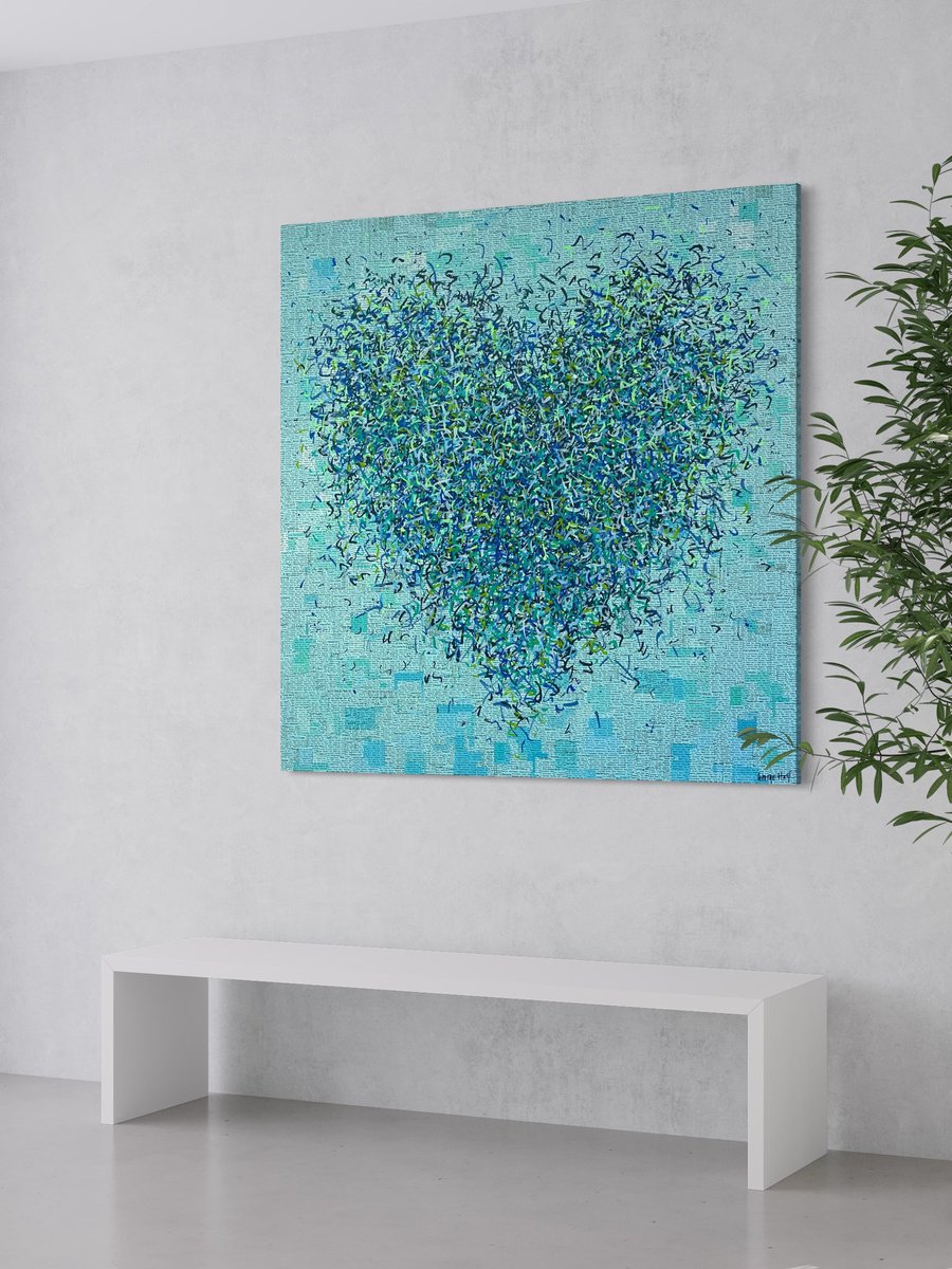 Aqua Optimist - 127cm squ - mixed media on canvas by George Hall