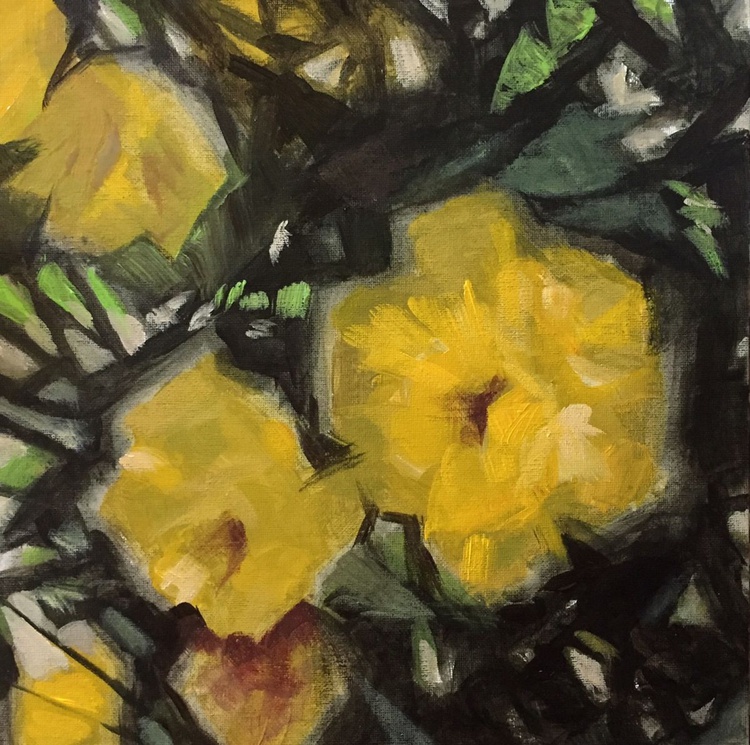 Yellow Roses Acrylic Painting By Rod Norman Artfinder