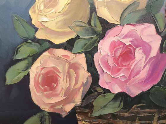 Basket of Tender Roses