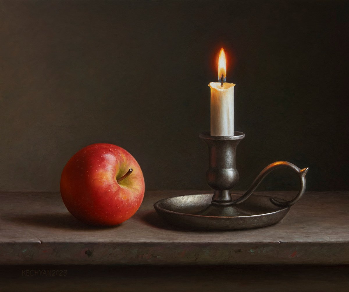 Still life with a candle by Albert Kechyan