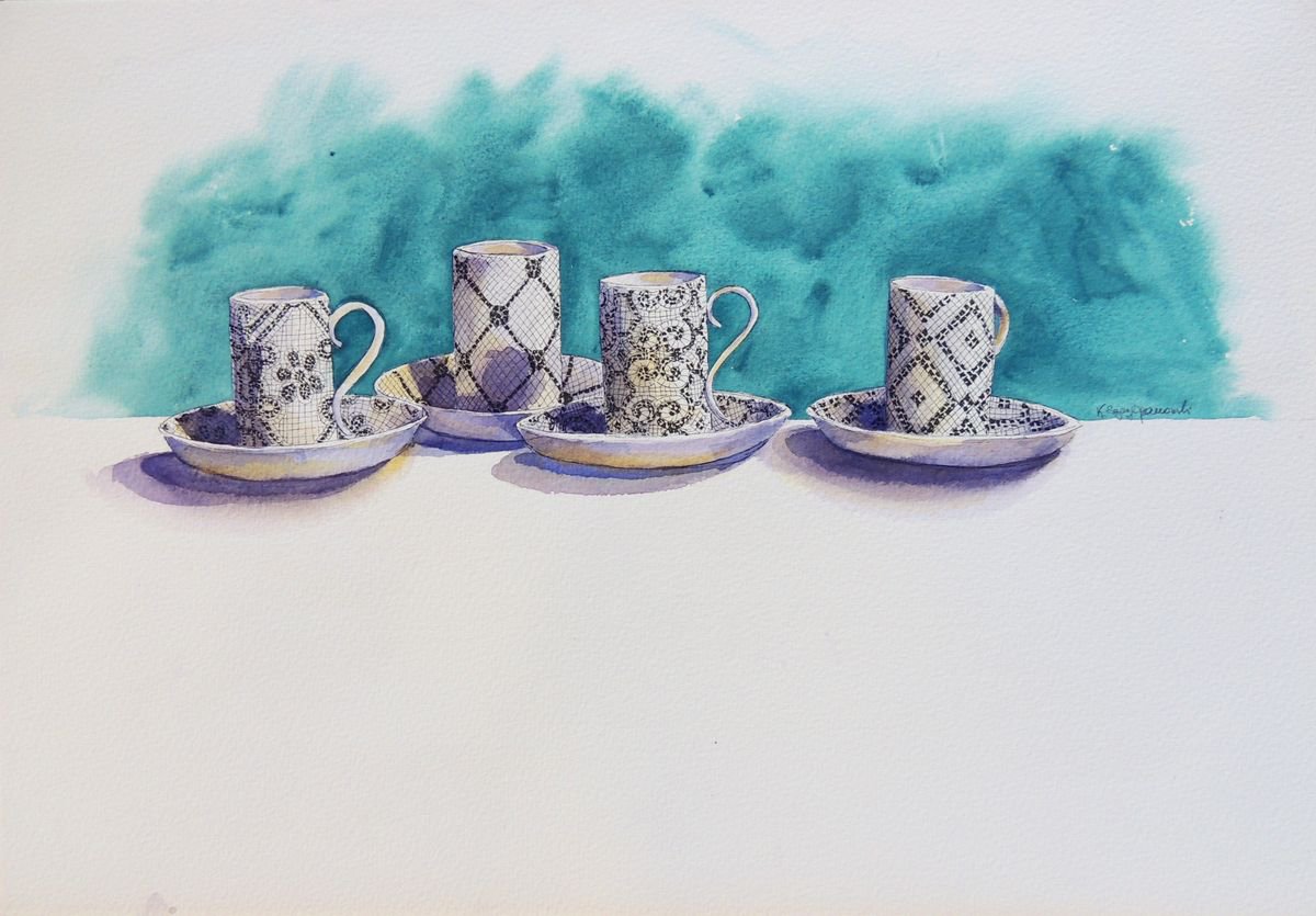 Portuguese coffee cups by Krystyna Szczepanowski