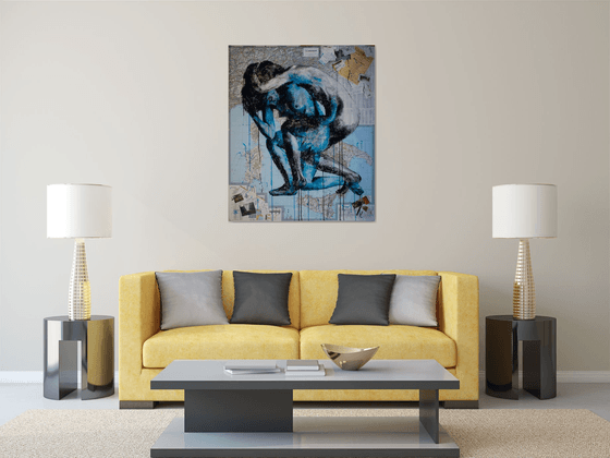 Painting of two woman on the map of Italy