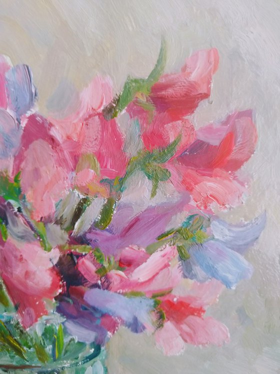 Sweet pea. Original oil painting.