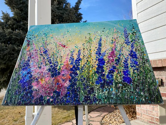 The accidental  Floral Splatter #2 Original Painting  24" X 18" X 0.5"