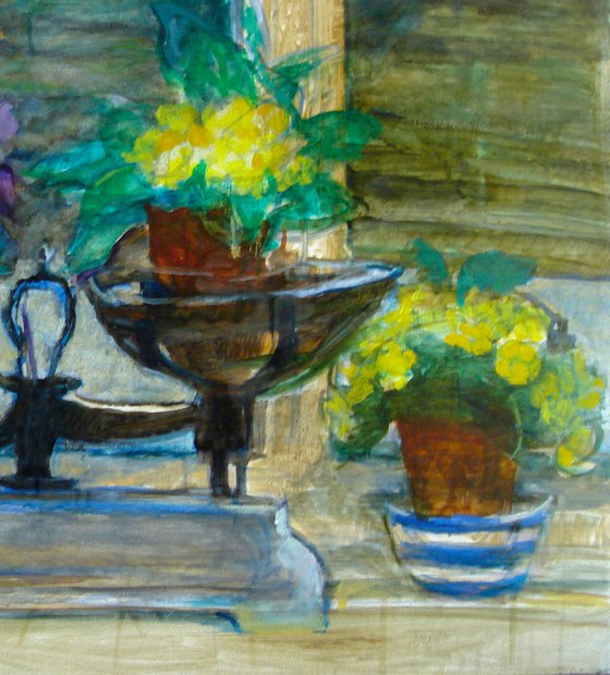 Scales with Primroses still life