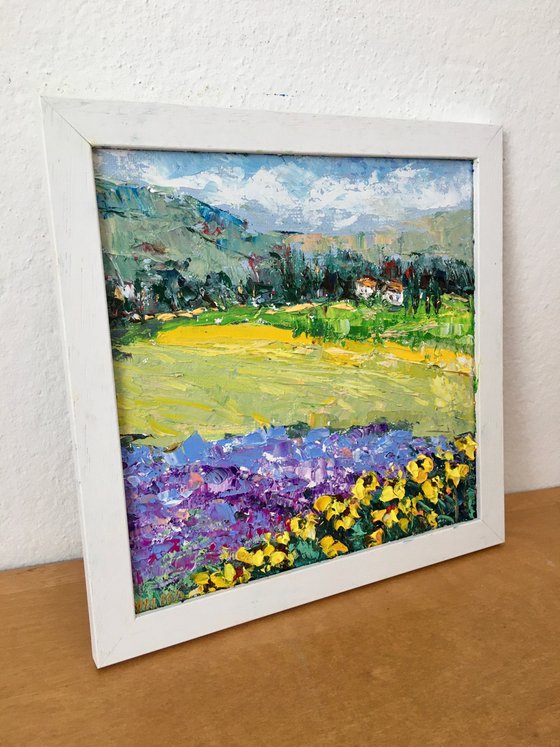 Lavender and sunflowers field