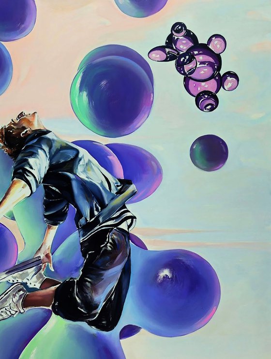 Tiktok Man Jumping - Left part of the diptych