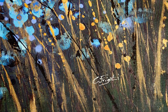 Zaffiro - Large original abstract floral landscape