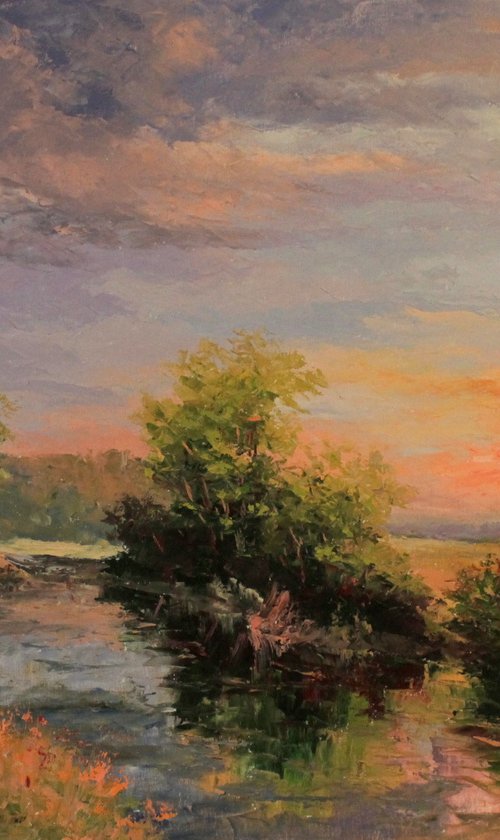 Dawn by the river by Ihor Zozulia