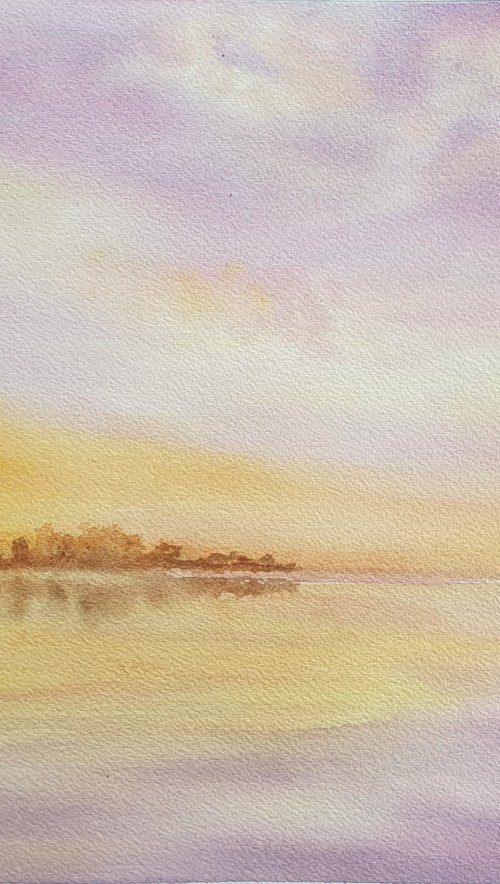 Tranquil Lake at Sunset by Charles Pierson