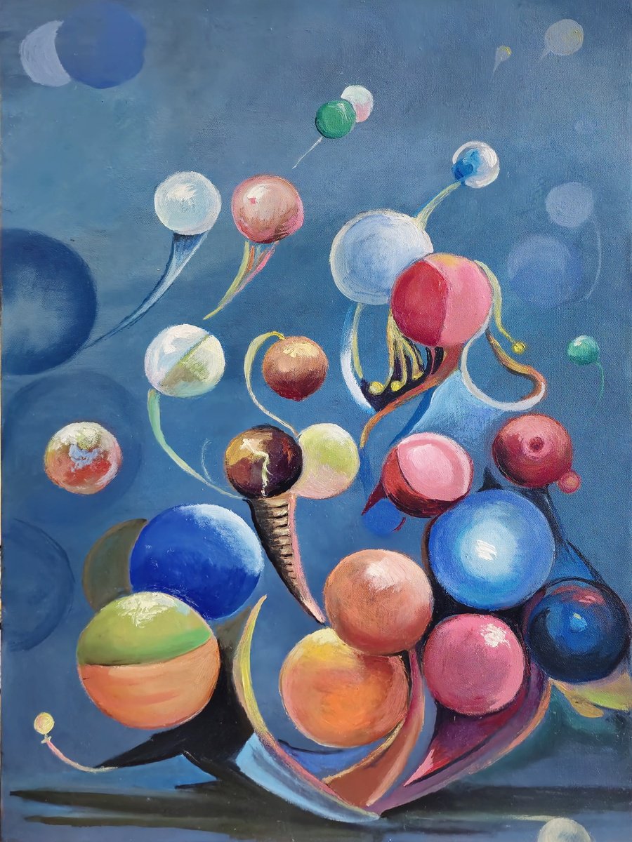 Abstract Oil Painting By Arto Mkrtchyan, 20 X 28, Gravity In Color, Original Artwork