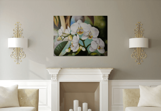 White Orchid Large Painting