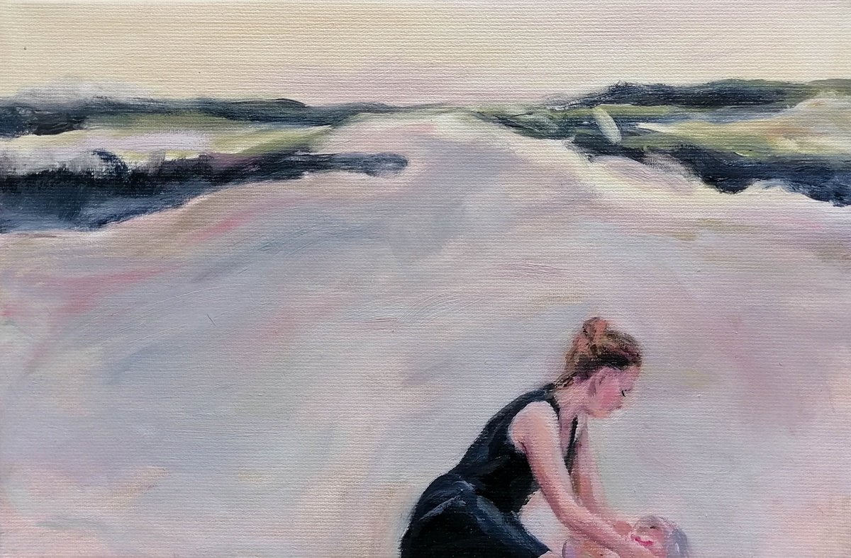 Illustrative Portrait Oil Painting By Zuzana Petrakova, 12 X 8", I Take Care Of You, Original Artwork