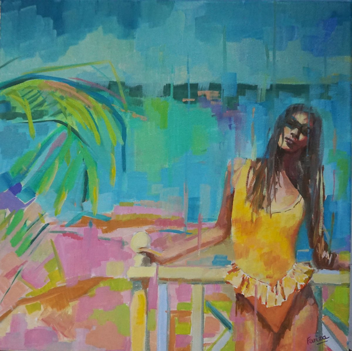 Impressionistic Portrait Oil Painting By Amaya Fernandez Fariza, 20 X 20, Alone, Original Artwork