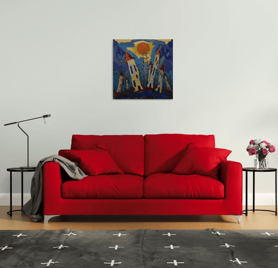 Children's dream (70x70cm, oil painting, ready to hang)