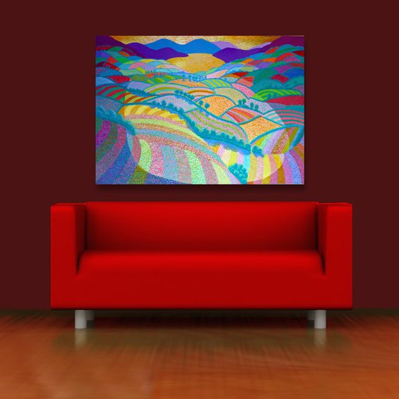 SUNSET OVER RAINBOW FIELDS