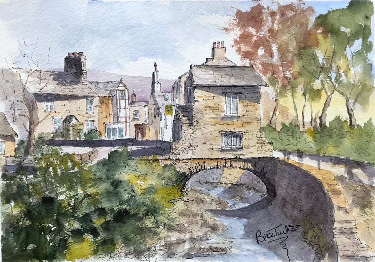 Impressionistic Landscape Watercolour By Brian Tucker, 13 X 10, Bridge House At Ambleside, Original Artwork