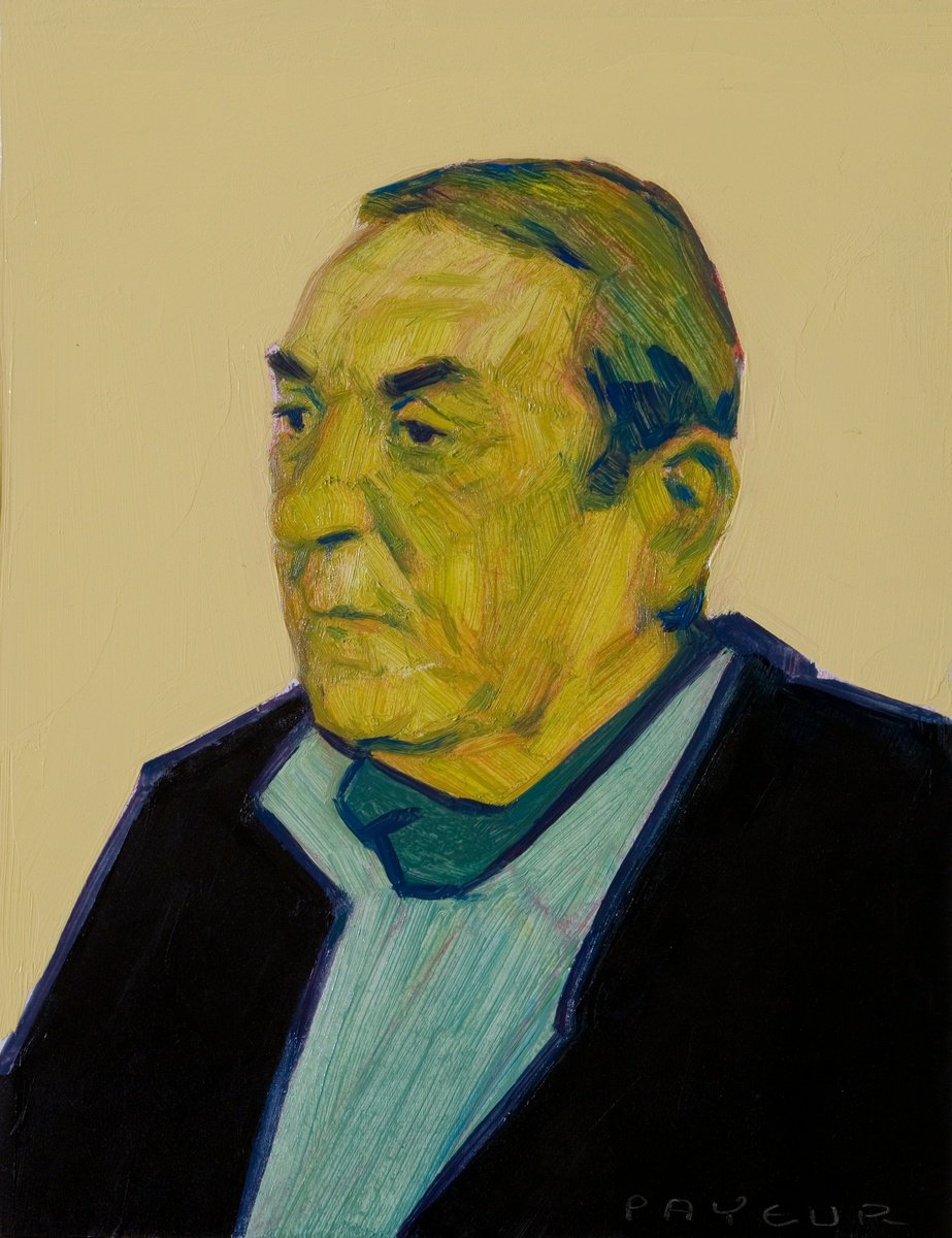 Impressionistic Portrait Oil Painting By Olivier Payeur, 7 X 9", Pop Portrait: Jean Carmet, Original Artwork