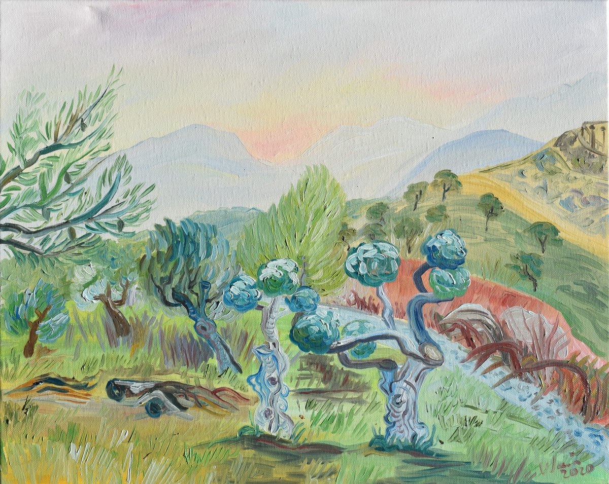 Sierra Gorda with Olives trees by Kirsty Wain
