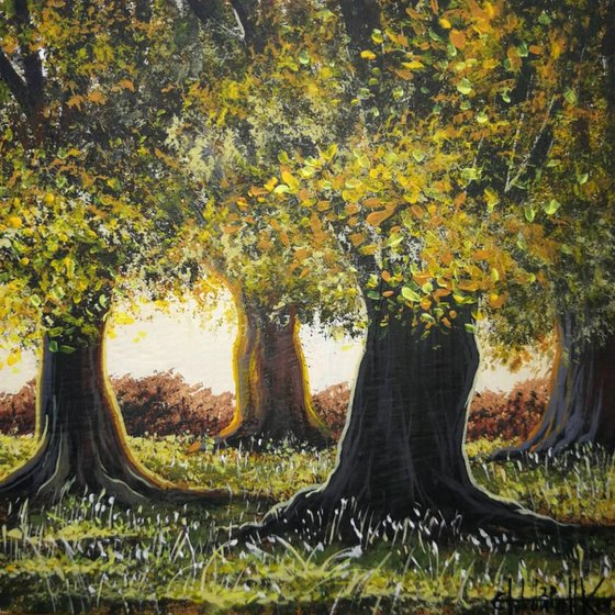 Oaks. Acrylic on panel 15x15cm