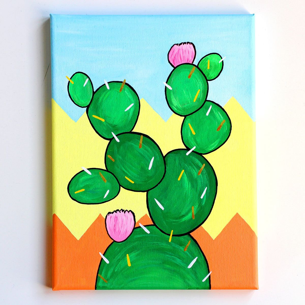 Cactus Number Three - Pop Art Painting On Canvas by Ian Viggars