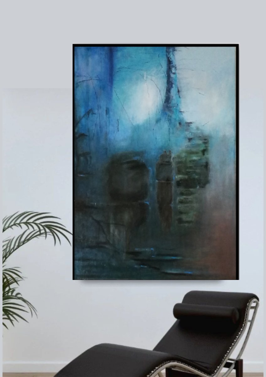 Abstract Oil Painting By Daniela Roughsedge, 28 X 39, Enchanted Forest, Original Artwork