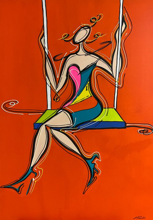 Woman on Swing Eka Peradze Art. by Eka Peradze