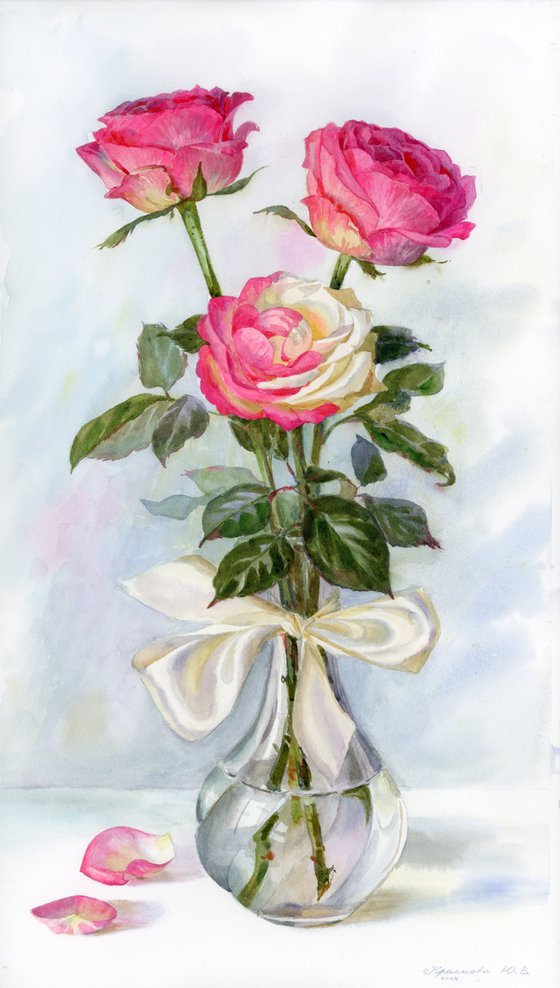 Bouquet with two-color rose