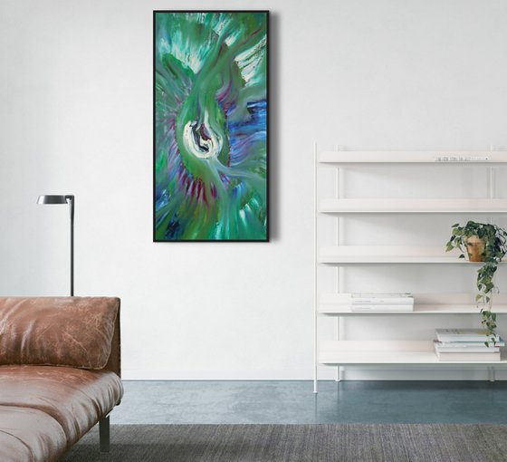 Seed power - 40x80 cm, Original abstract painting, oil on canvas
