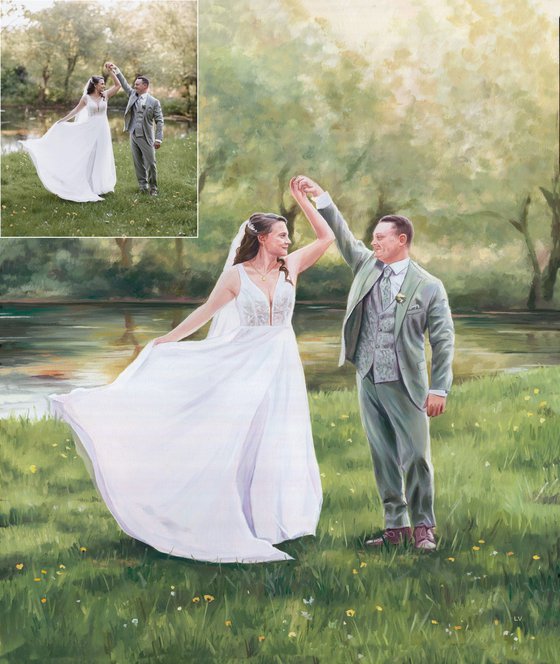 Custom wedding oil painting portrait from pic