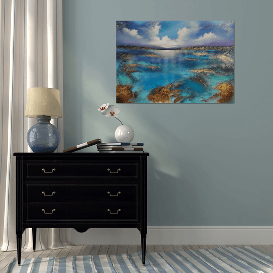 A large original modern semi abstract  seascape painting "Wonderland"