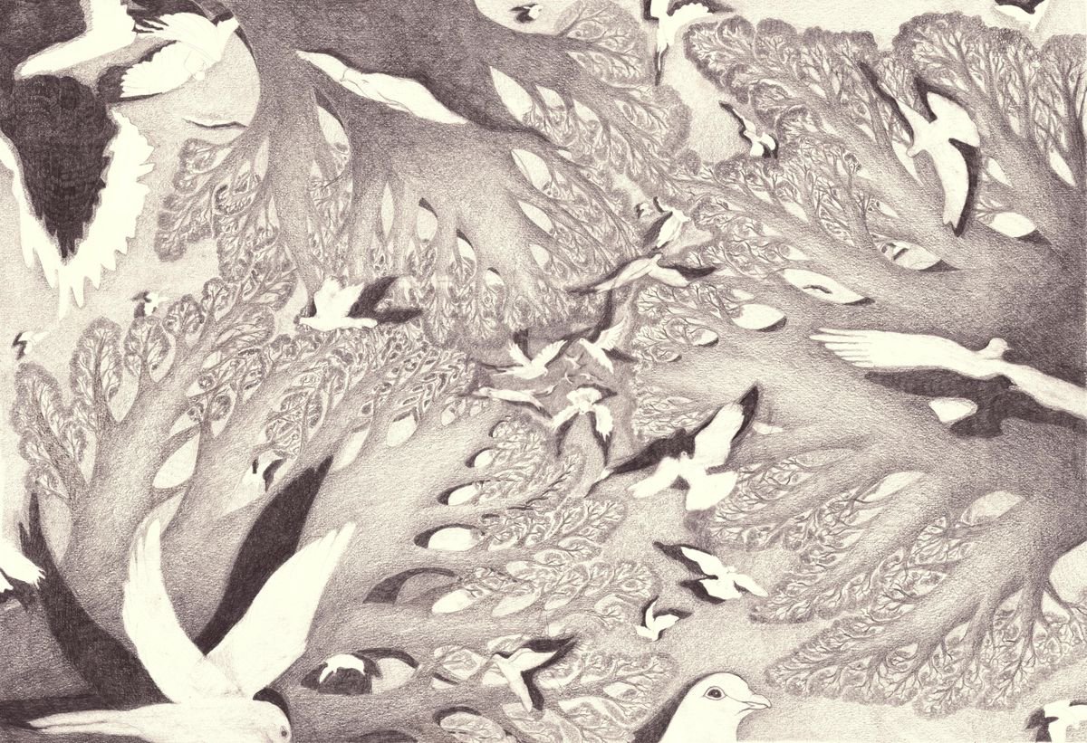 Animal Pencil Drawing By Nives Palmic, 23 X 17", Vertigo, Original Artwork