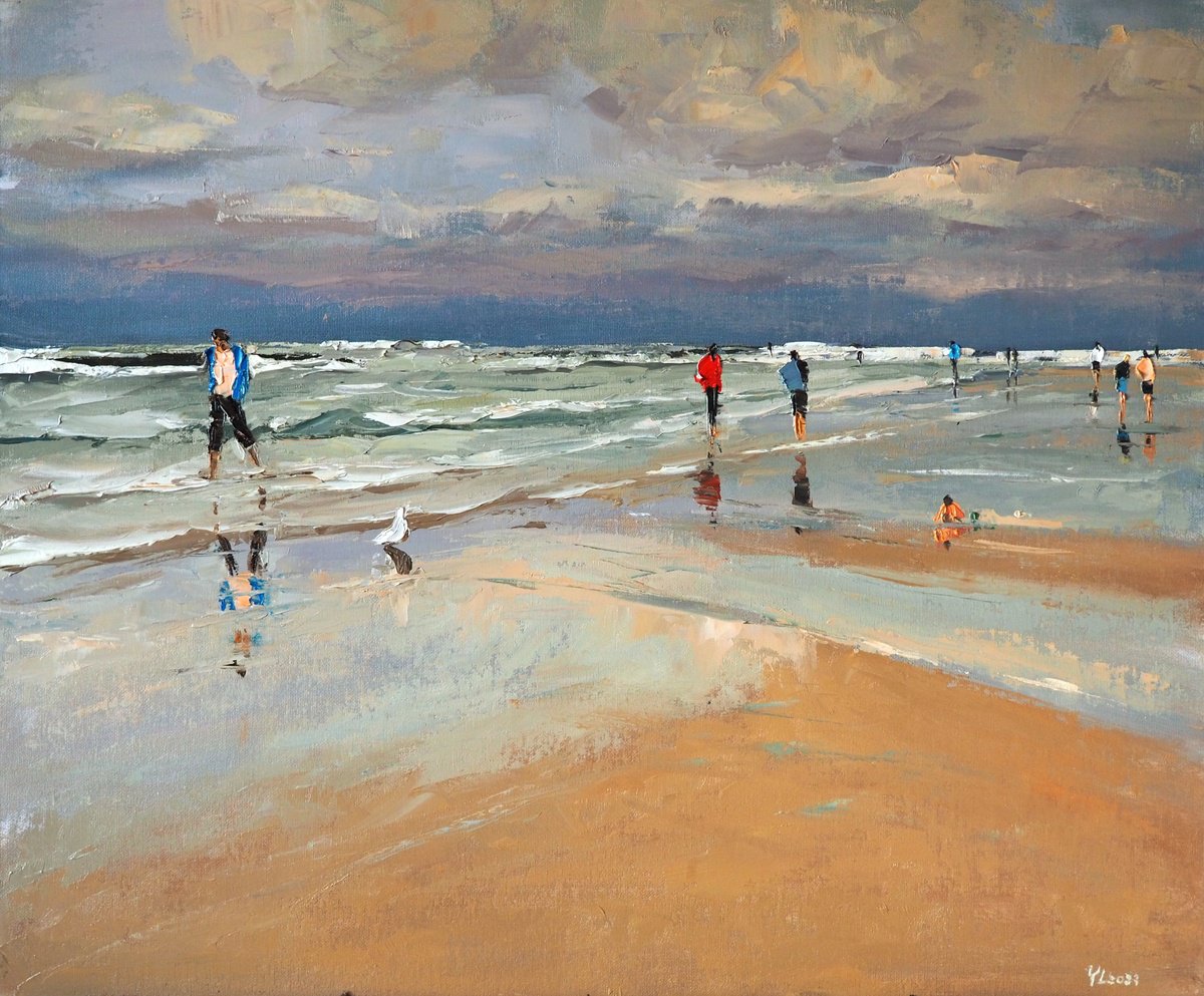 Impressionistic Landscape Oil Painting By Yuanyuan Liu, 26 X 21", Seascape, Original Artwork