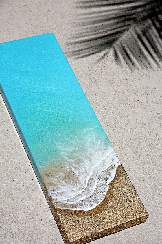 Teal Waves tropical beach painting