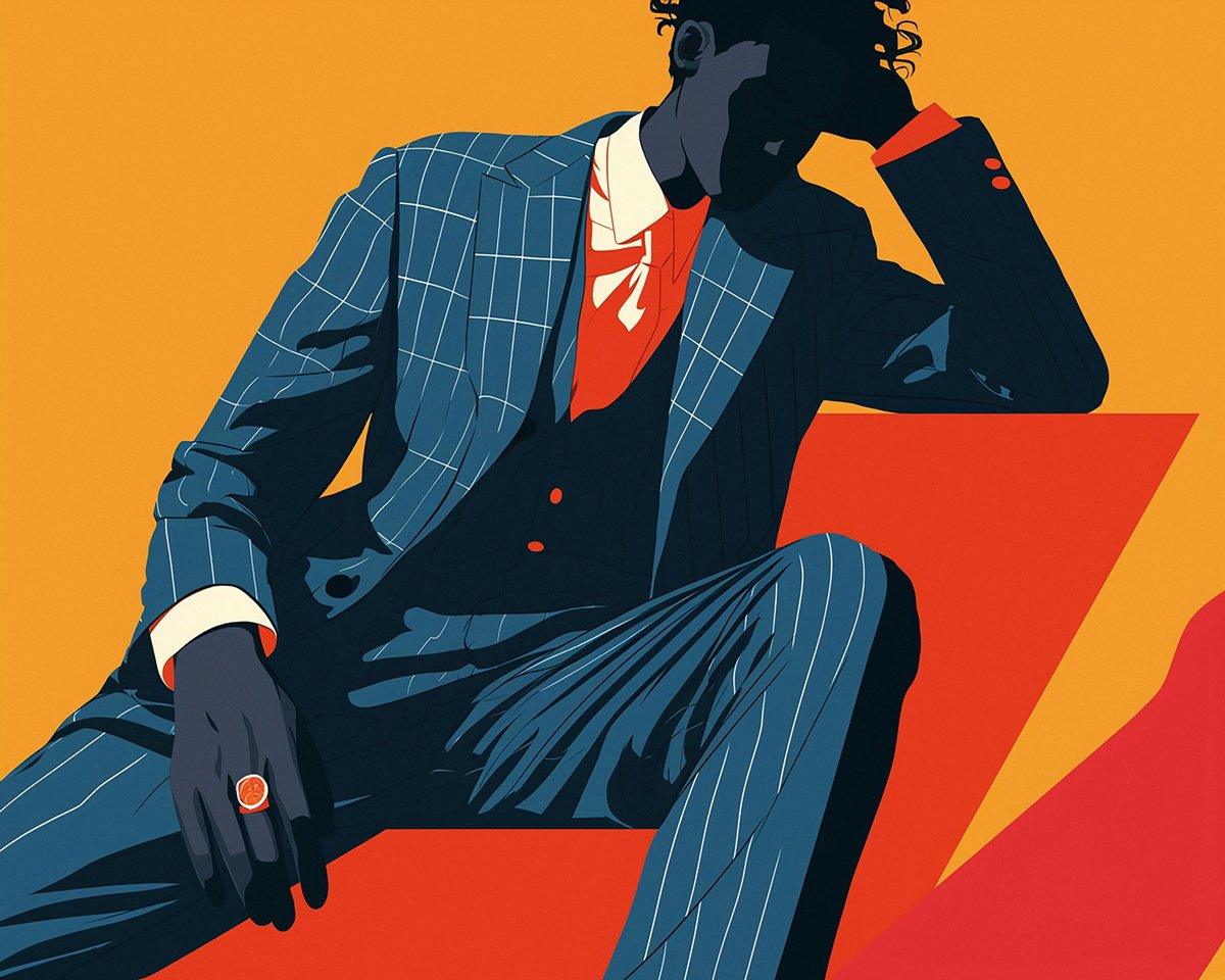 Illustrative Portrait Acrylic Painting By Kosta Morr, 39 X 31", Office Man, Original Artwork