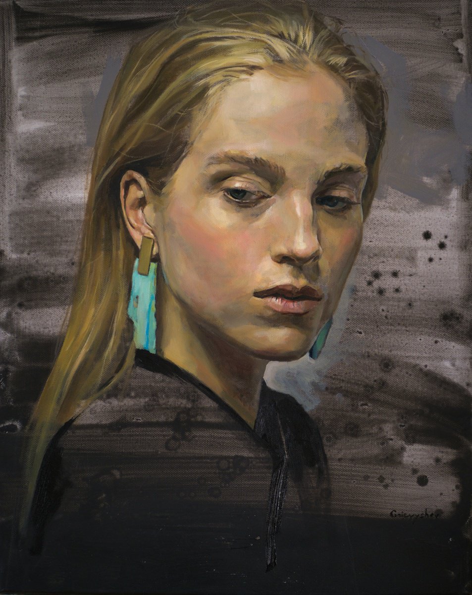 Photorealistic Portrait Oil Painting By Oleksii Gnievyshev, 16 X 20", Silence, Original Artwork