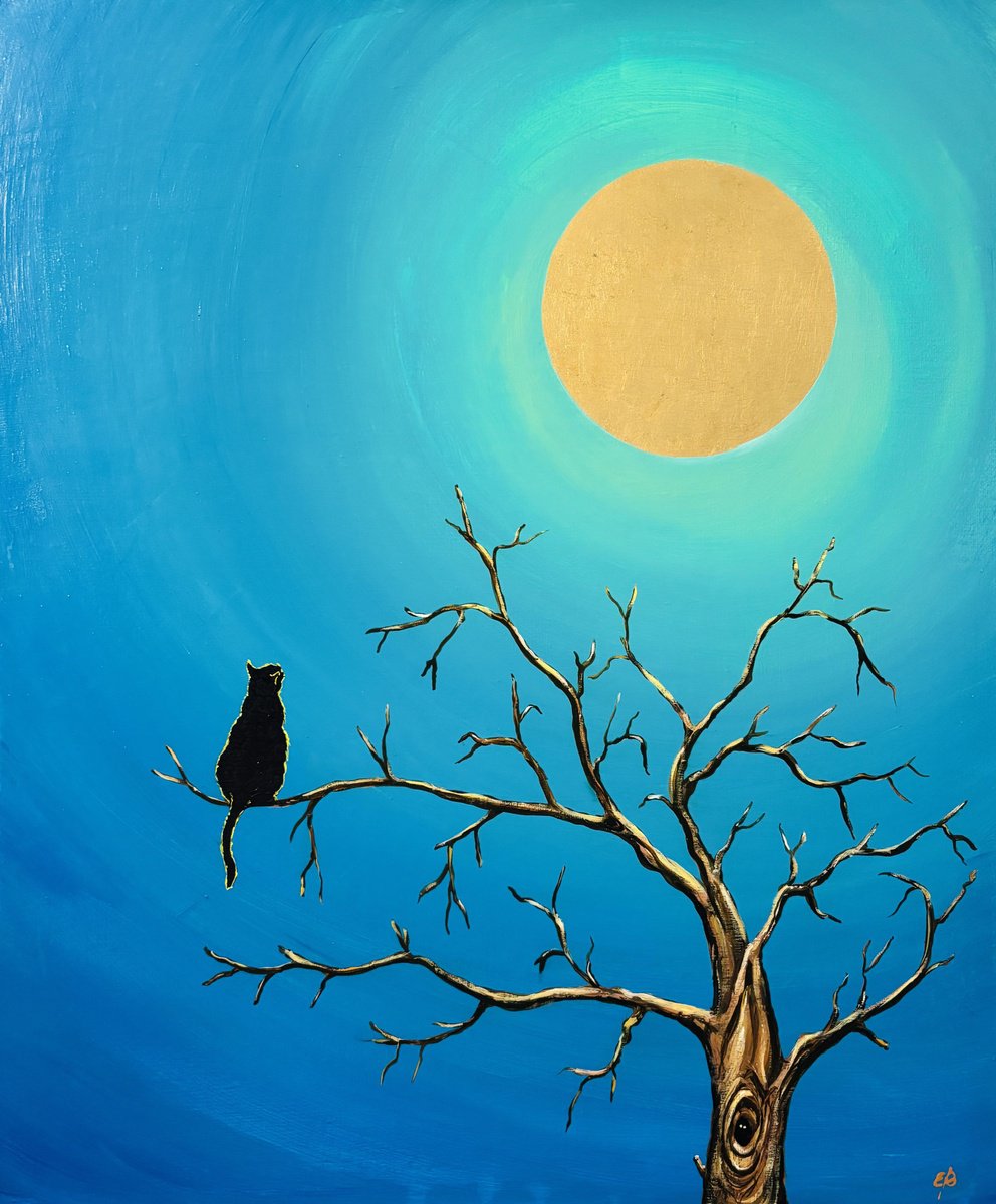 Impressionistic Animal Acrylic Painting By Lena Smirnova, 20 X 24", Luna, Original Artwork