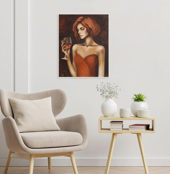 Lady with Red Wine