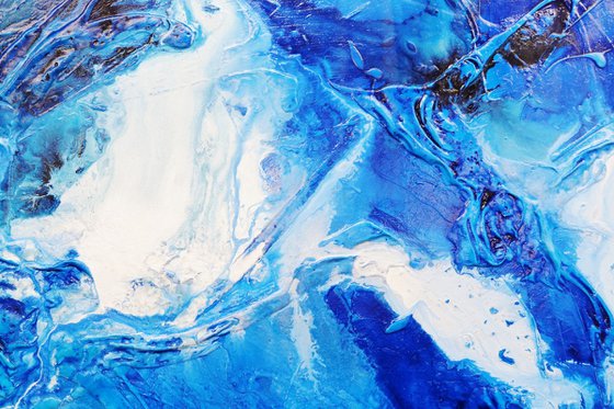 Blue Champagne 160cm x 100cm Textured Abstract Art